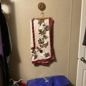 Floral Embroidered Table Runner - Red and Green